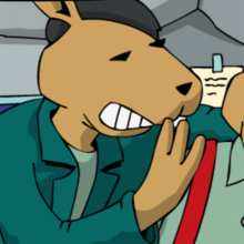 Der Ohaha flüstert seinem Spion ins Ohr.