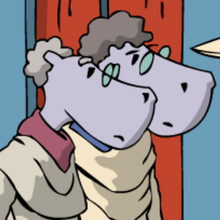 Die Historiker hören sich an, was König Speckig zu sagen hat.