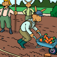 Die Kandidatin für das Bürgermeisteramt fragt einige Möhrenbauern nach Unterschriften.