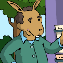 Ein älterer Hase erzählt eine Anekdote zur alten Burg.