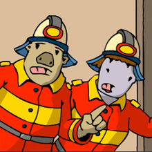 Zwei von der hanisauLändischen Freiwilligen Feuerwehr