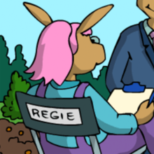 Die Regisseurin sittz auf ihrem Regiestuhl.