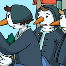 Drei Pingus sind unzufrieden.