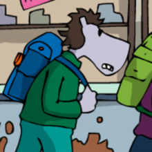 Ein Schüler zu Fuß