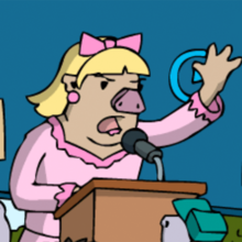 Jutta am Rednerpult.