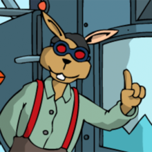 Hasshase mit Schutzbrille