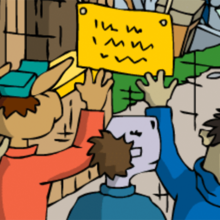 Viele HanisauLänder vor der Mülldeponie