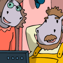 Hippas Eltern schauen fern.