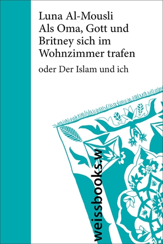 Ein blau-weiß gemusteter Gebetsteppich. 