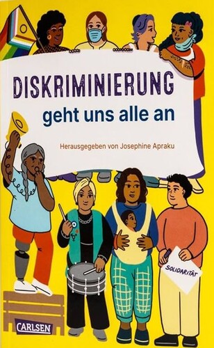 Cover mit bunter Illustration von Menschen unterschiedlicher Herkunft, Hautfarbe, Geschlechtsidentität und körperlicher Voraussetzungen, die gemeinsam ein Banner mit dem Titel halten.