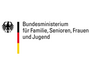 Das Logo des BMFSFJ in schwarzer Farbe auf weißem Hintergrund