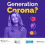 Das Logo des Podcasts "Generation Corona"; unter dem Schriftzug ist eine Frau abgebildet. 